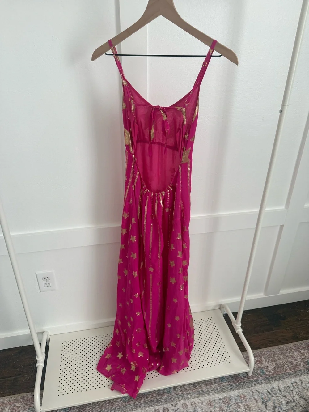 Love Shack Fancy Shine Strappy Maxi Dress Stars Very Berry - Picture 5 of 5